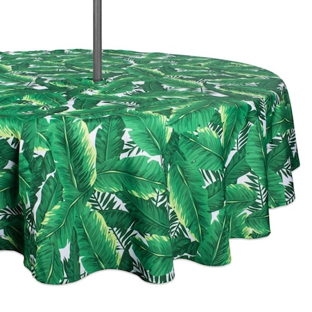 Fastfood 52 in. Banana Leaf Outdoor Round Tablecloth with Zipper FA1539444